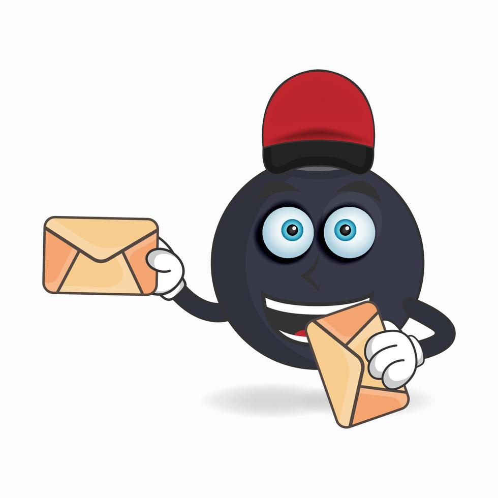 el personaje de la mascota boom se convierte en un repartidor de correo. ilustración vectorial vector