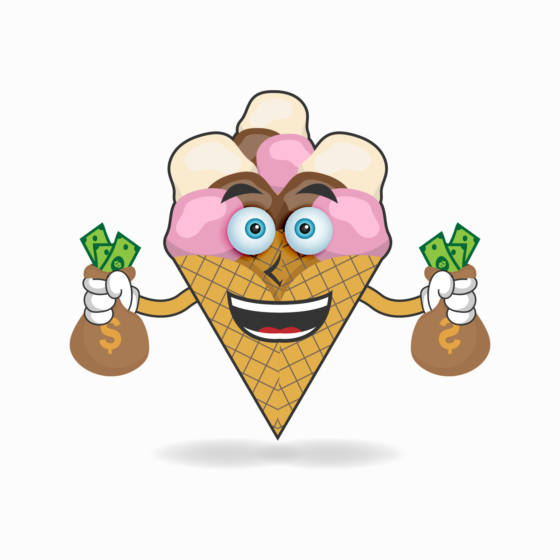 Ice Cream mascot character holding money. vector illustration 3799104
