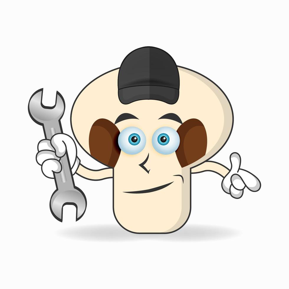 The mushrooms mascot character becomes a mechanic. vector illustration