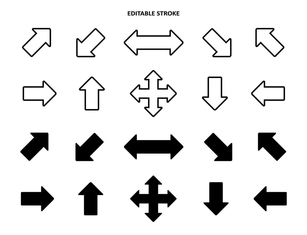 establecer el icono de flecha. colección de diferentes flechas signo de la dirección derecha, izquierda, arriba, abajo. elementos abstractos vectoriales negros aislados sobre fondo blanco vector