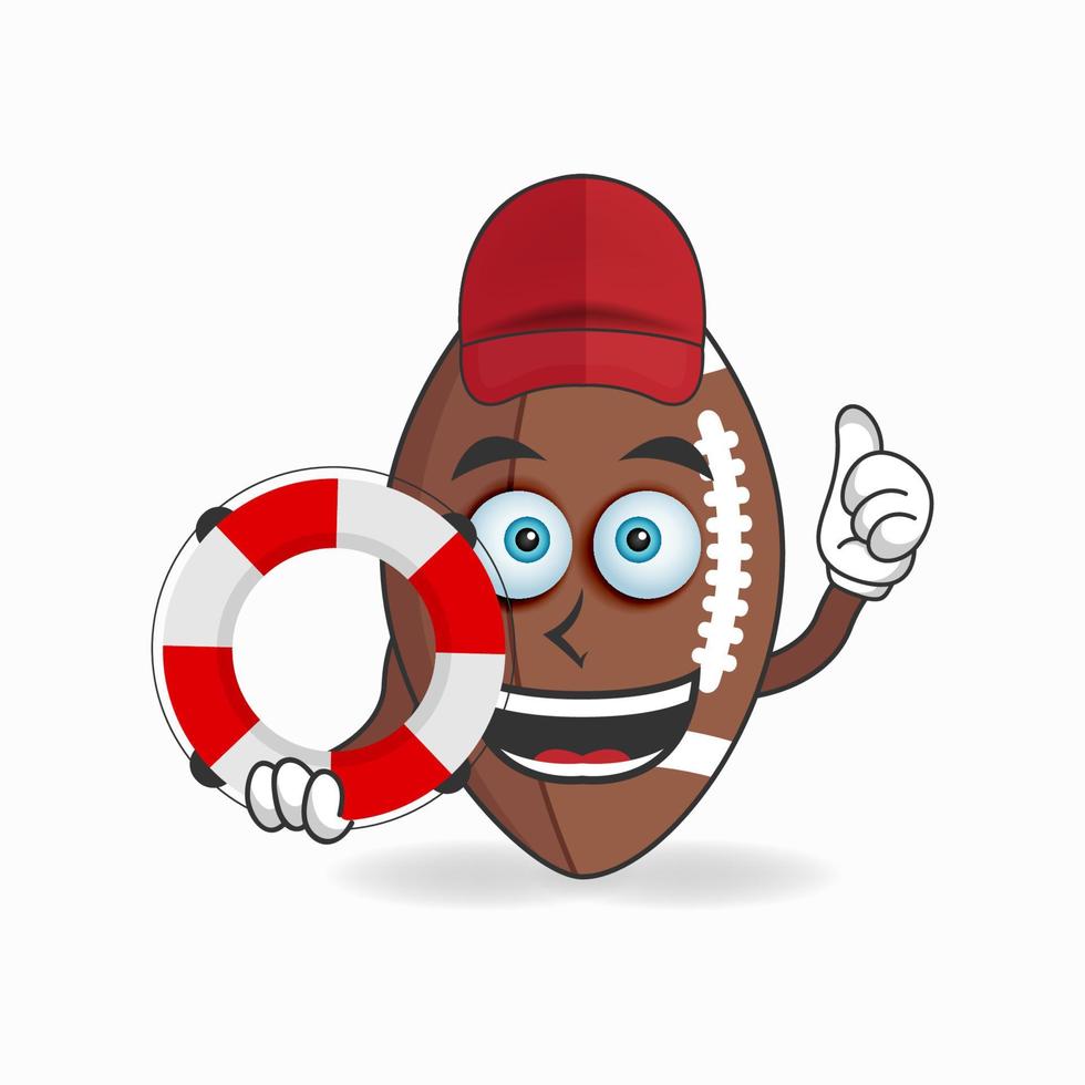 The American Football mascot character becomes a lifeguard. vector illustration