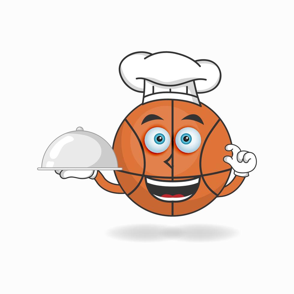 el personaje de la mascota del baloncesto se convierte en chef. ilustración vectorial vector