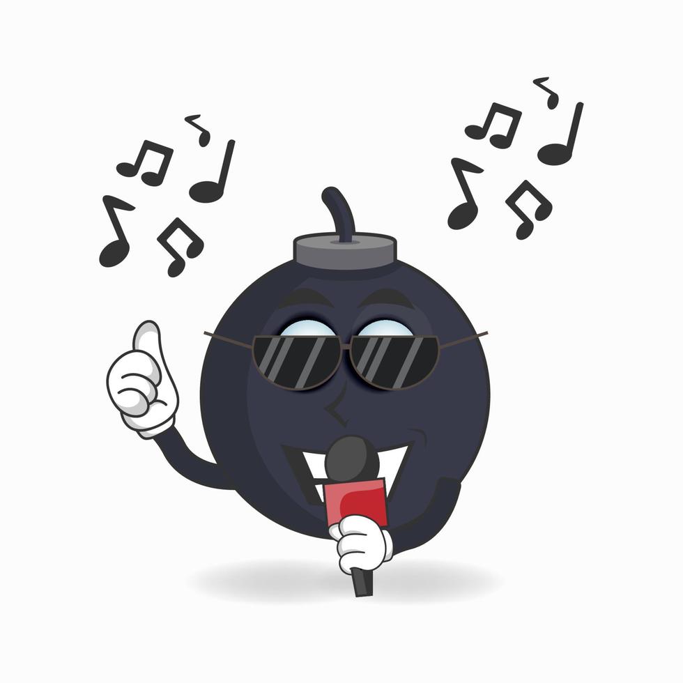 The Boom mascot character is singing. vector illustration