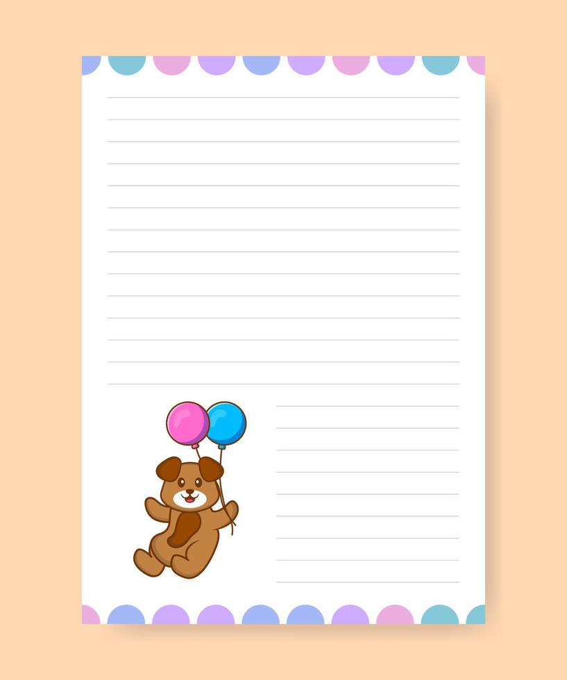 Planner page and to do list with cute dog. Cartoon vector illustration.