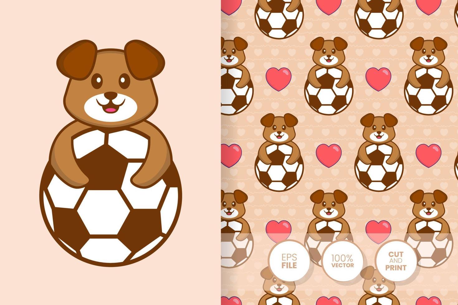 Cute dog cartoon character. seamless pattern background. vector