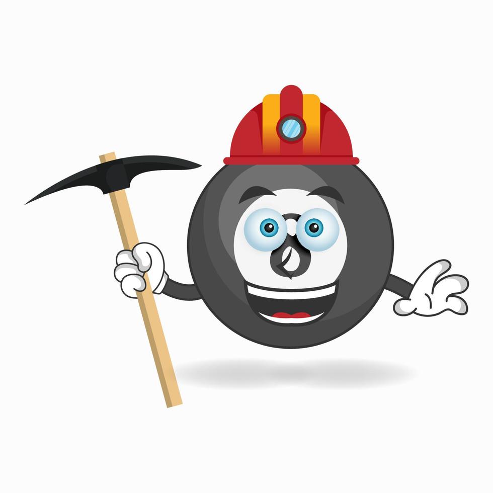 The Billiard ball mascot character becomes a miner. vector illustration