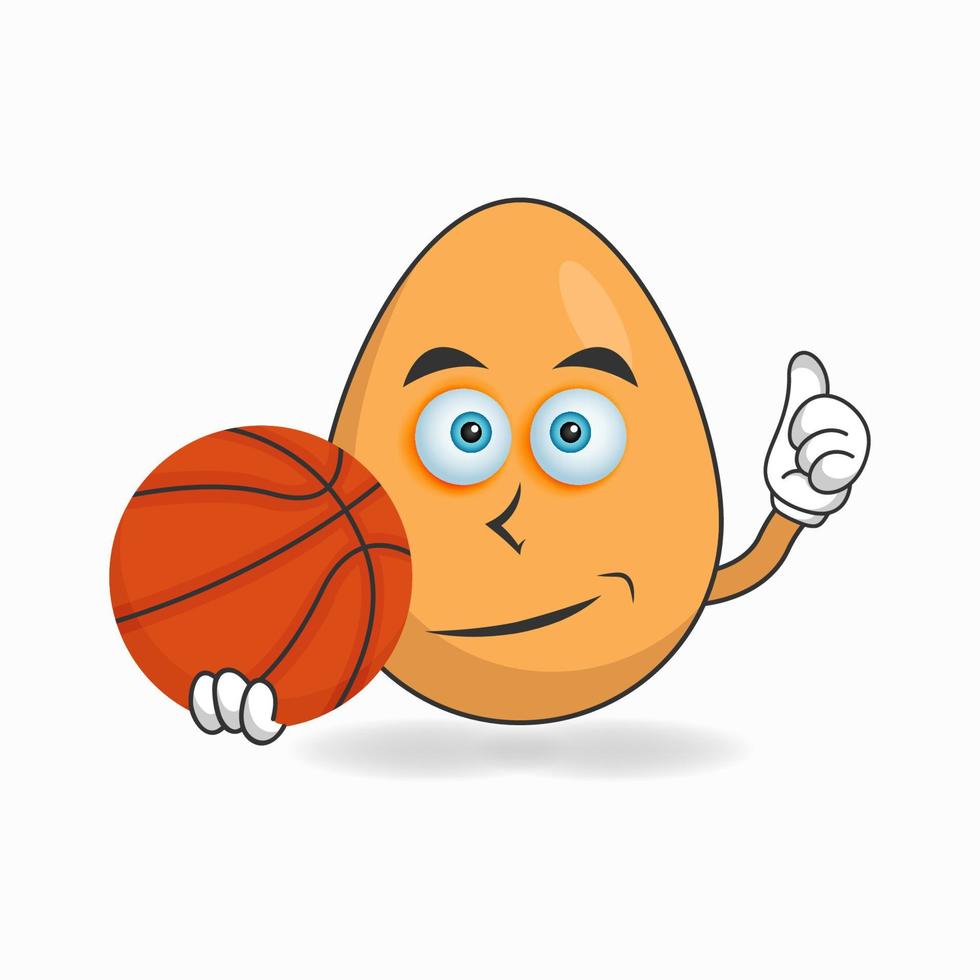 The Egg mascot character becomes a basketball player. vector illustration