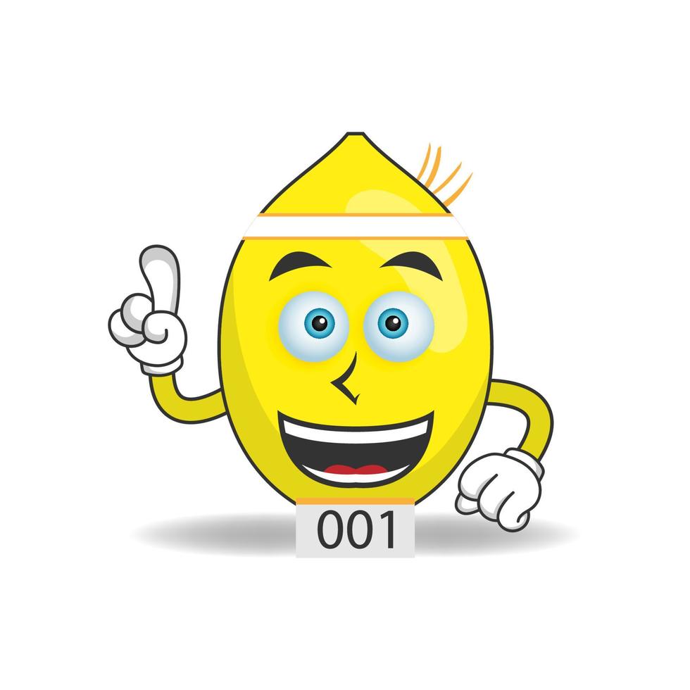The Lemon mascot character becomes a running athlete. vector illustration