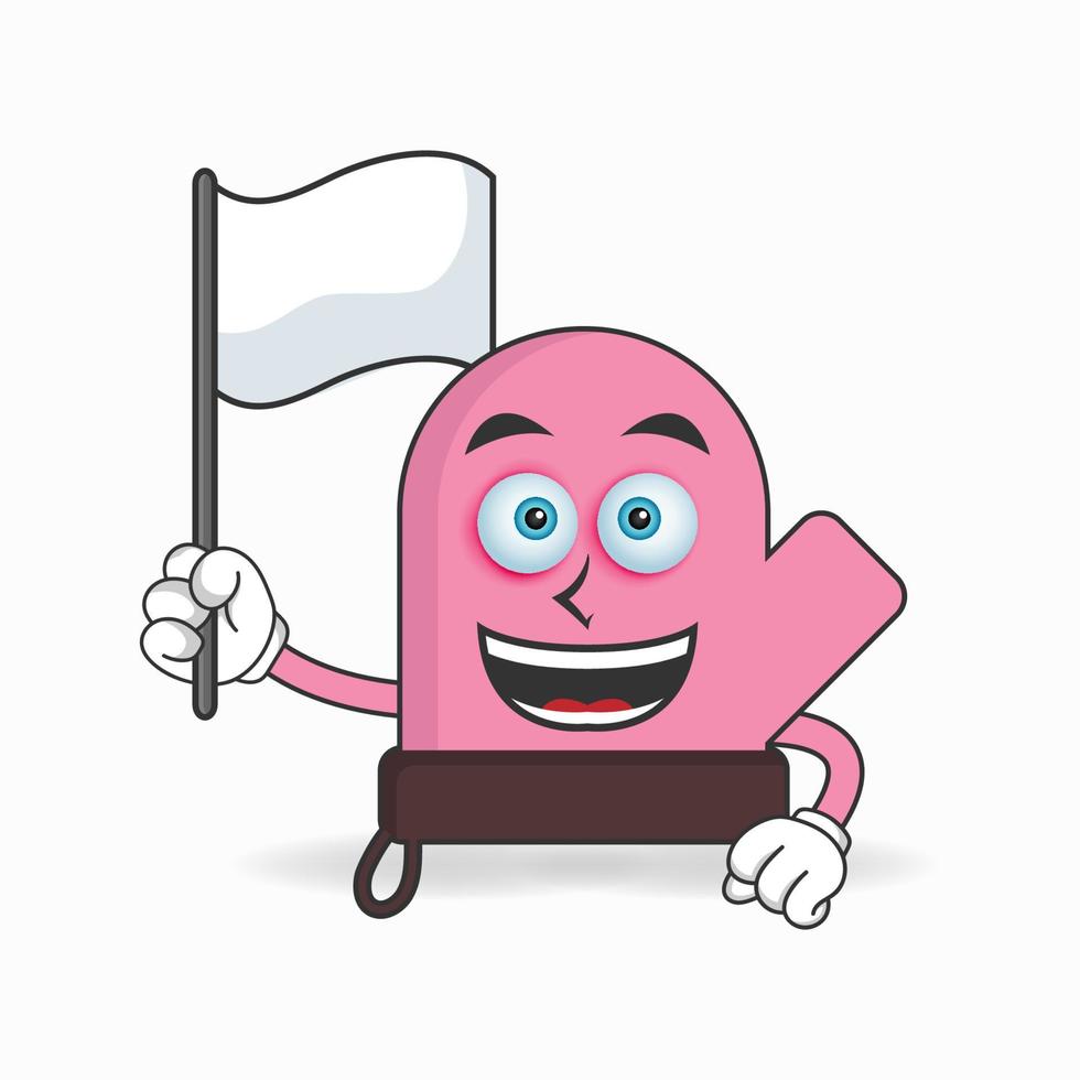 gloves mascot character holding a white flag. vector illustration