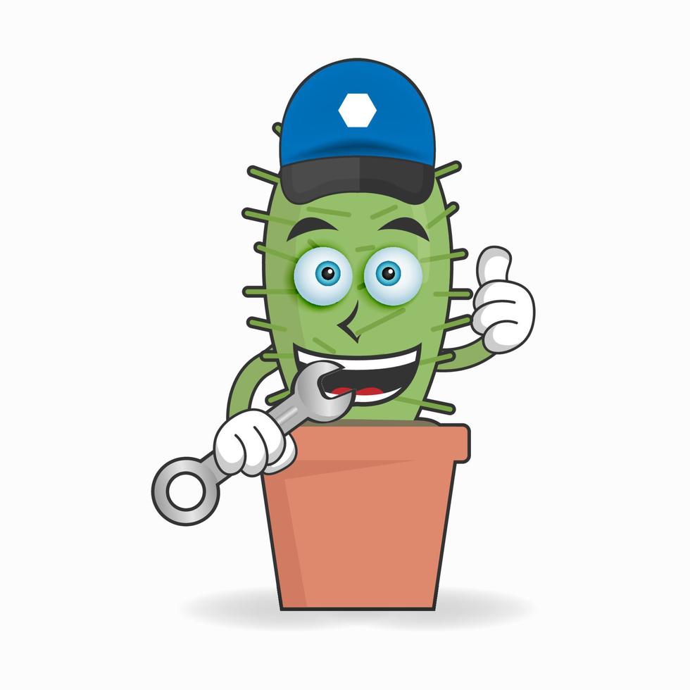 The Cactus mascot character becomes a mechanic. vector illustration