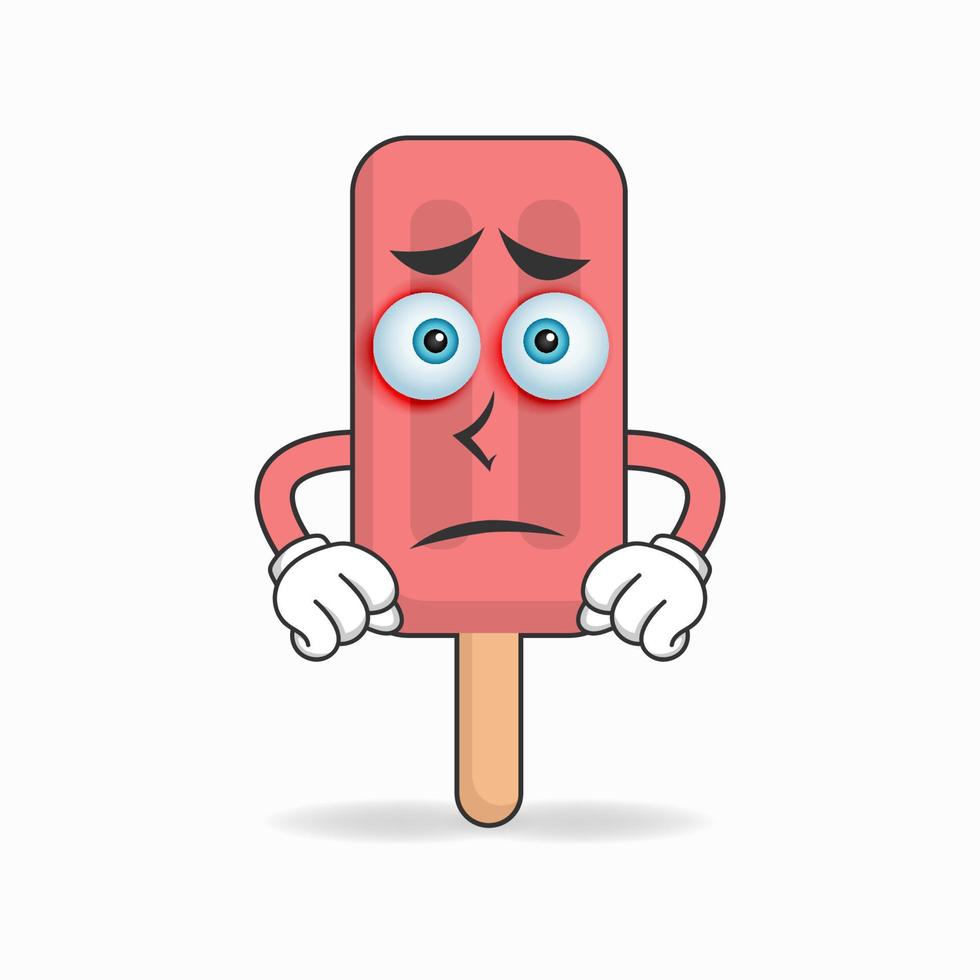 Red Ice Cream mascot character with sad expression. vector illustration