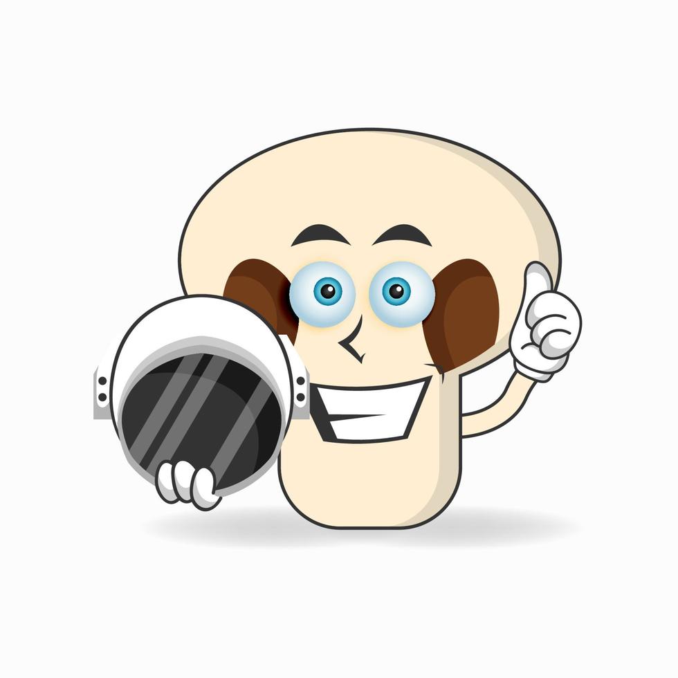 The mushrooms mascot character becomes an astronaut. vector illustration