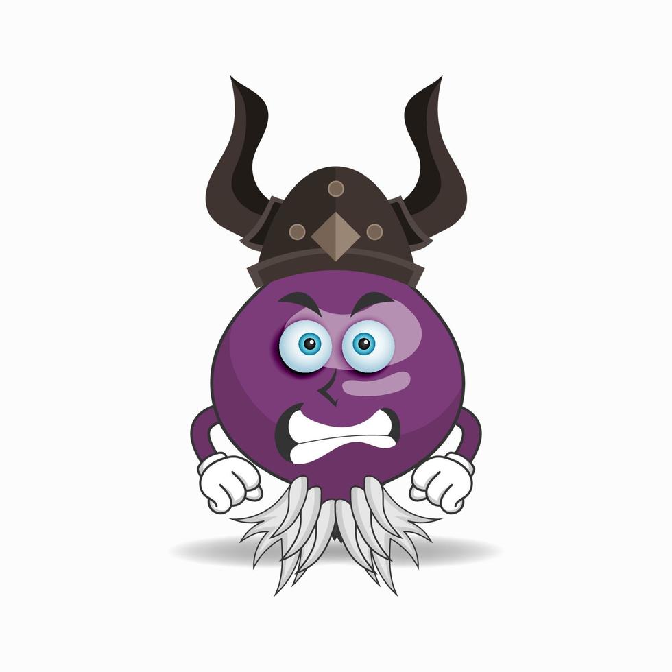 The Purple onion mascot character becomes a fighter. vector illustration