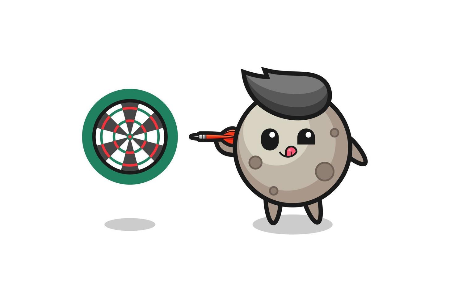 cute moon is playing dart vector