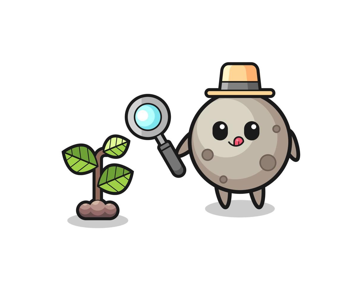 cute moon herbalist researching a plants vector