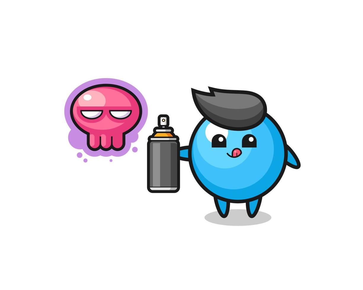 gum ball cartoon make a graffiti with a spray paint vector