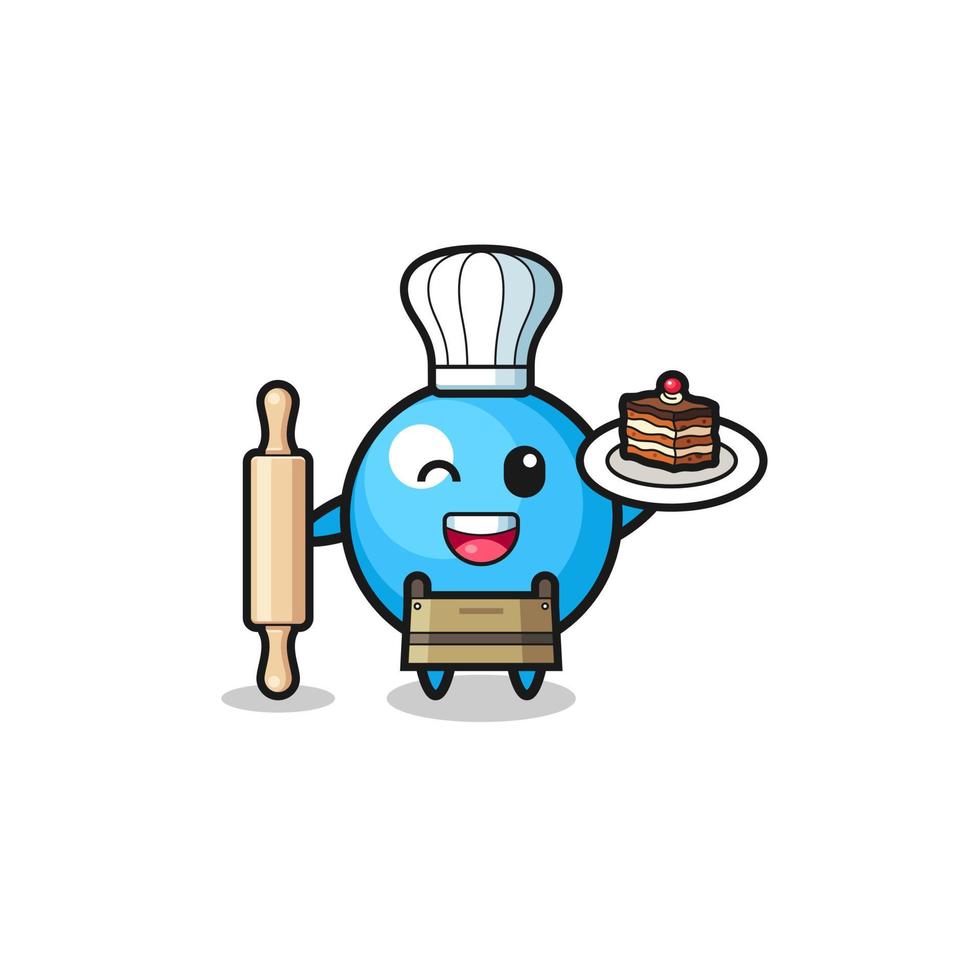 gum ball as pastry chef mascot hold rolling pin vector