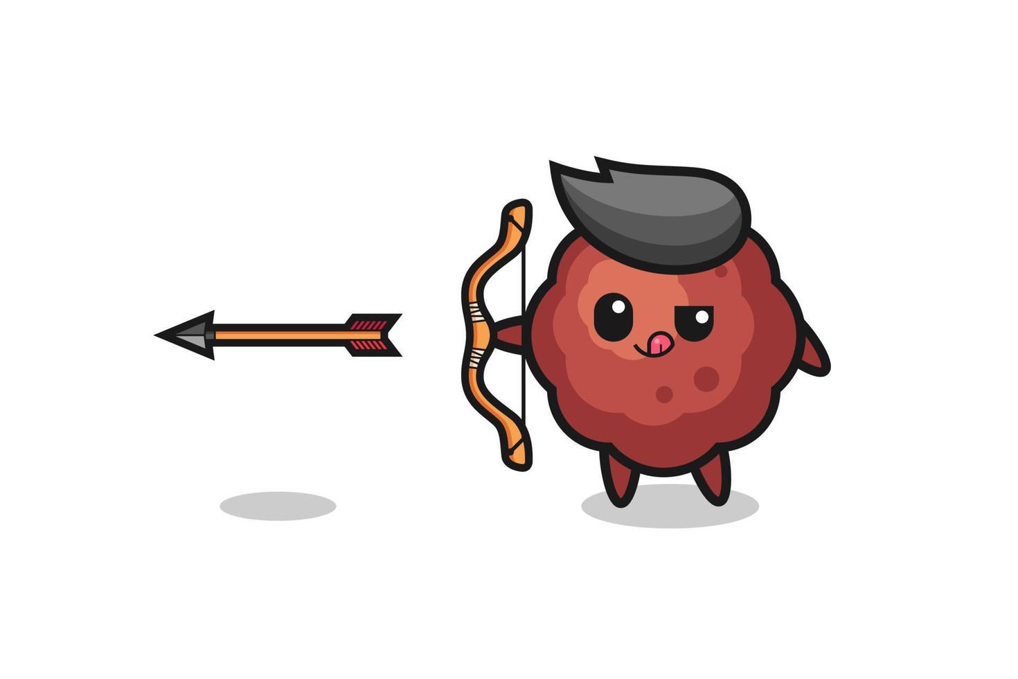 illustration of meatball character doing archery vector