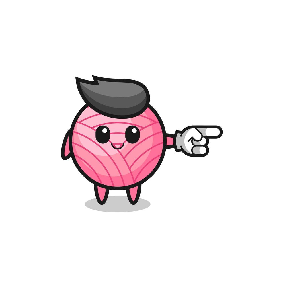 yarn ball mascot with pointing right gesture vector