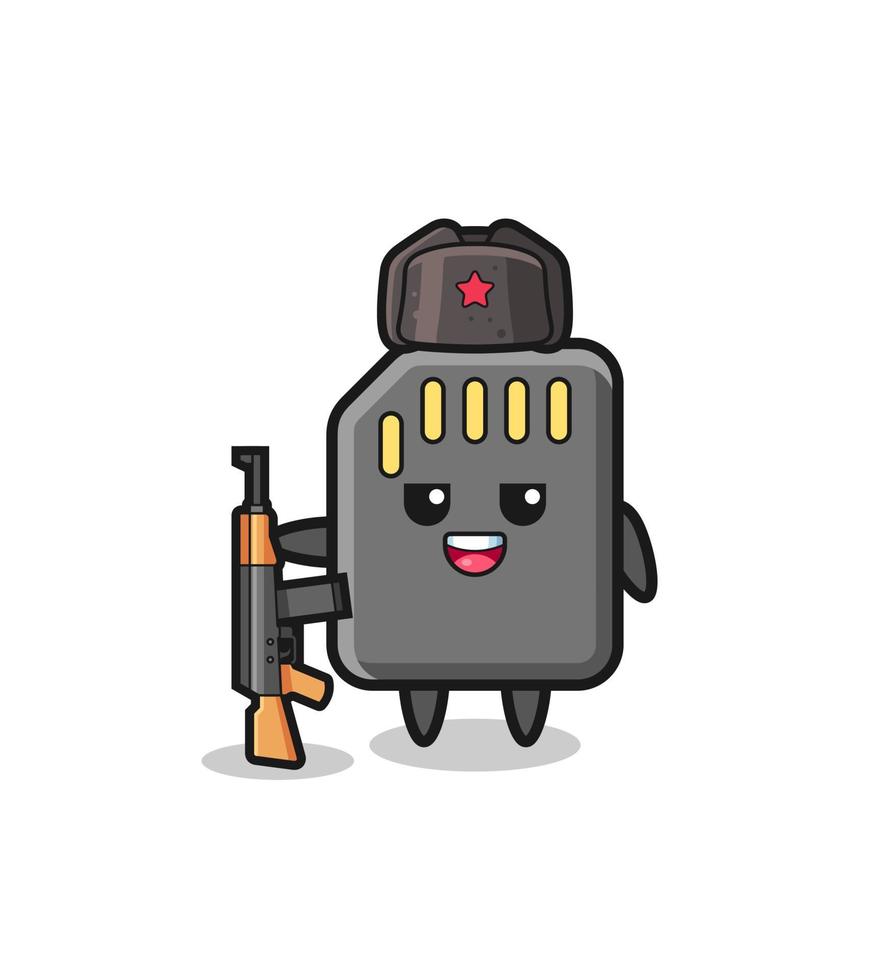 cute memory card cartoon as Russian army vector