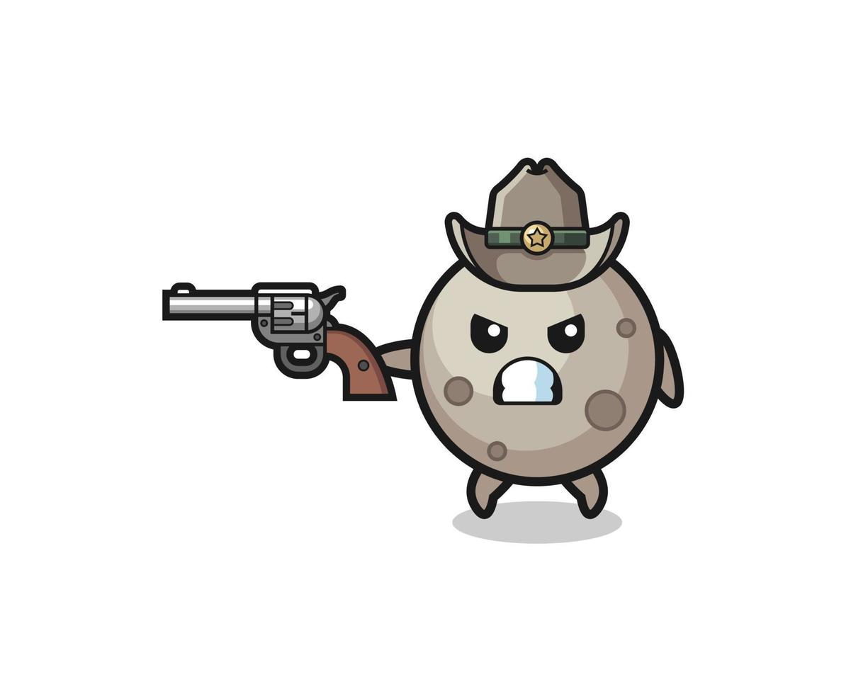 the moon cowboy shooting with a gun vector