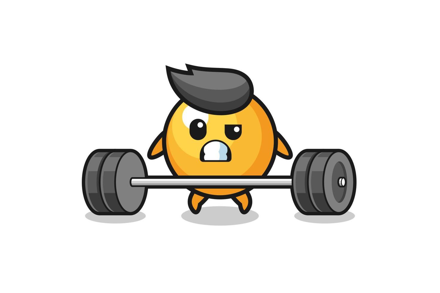 cartoon of ping pong lifting a barbell vector