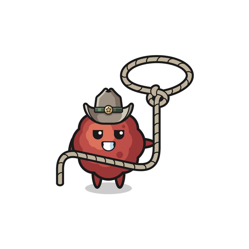 the meatball cowboy with lasso rope vector