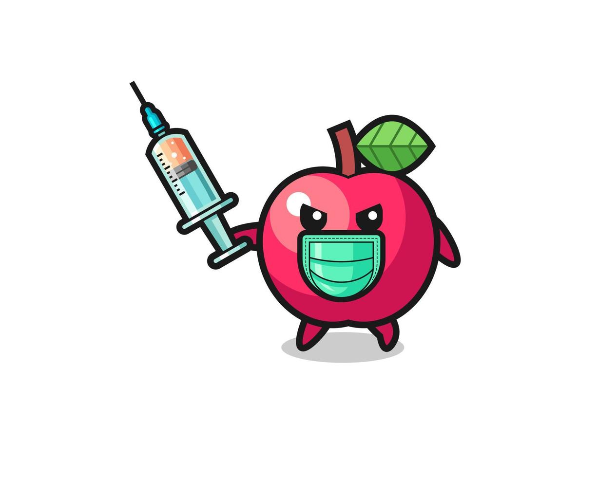 Ilustración de la manzana para combatir el virus. vector