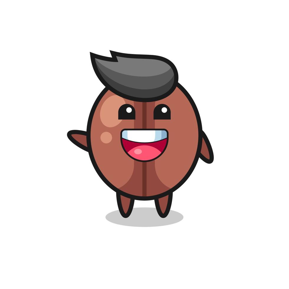 feliz personaje de mascota lindo grano de café vector