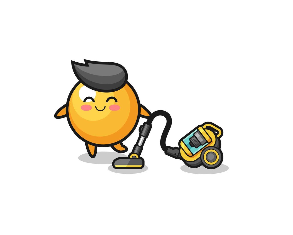 cute ping pong holding vacuum cleaner illustration vector