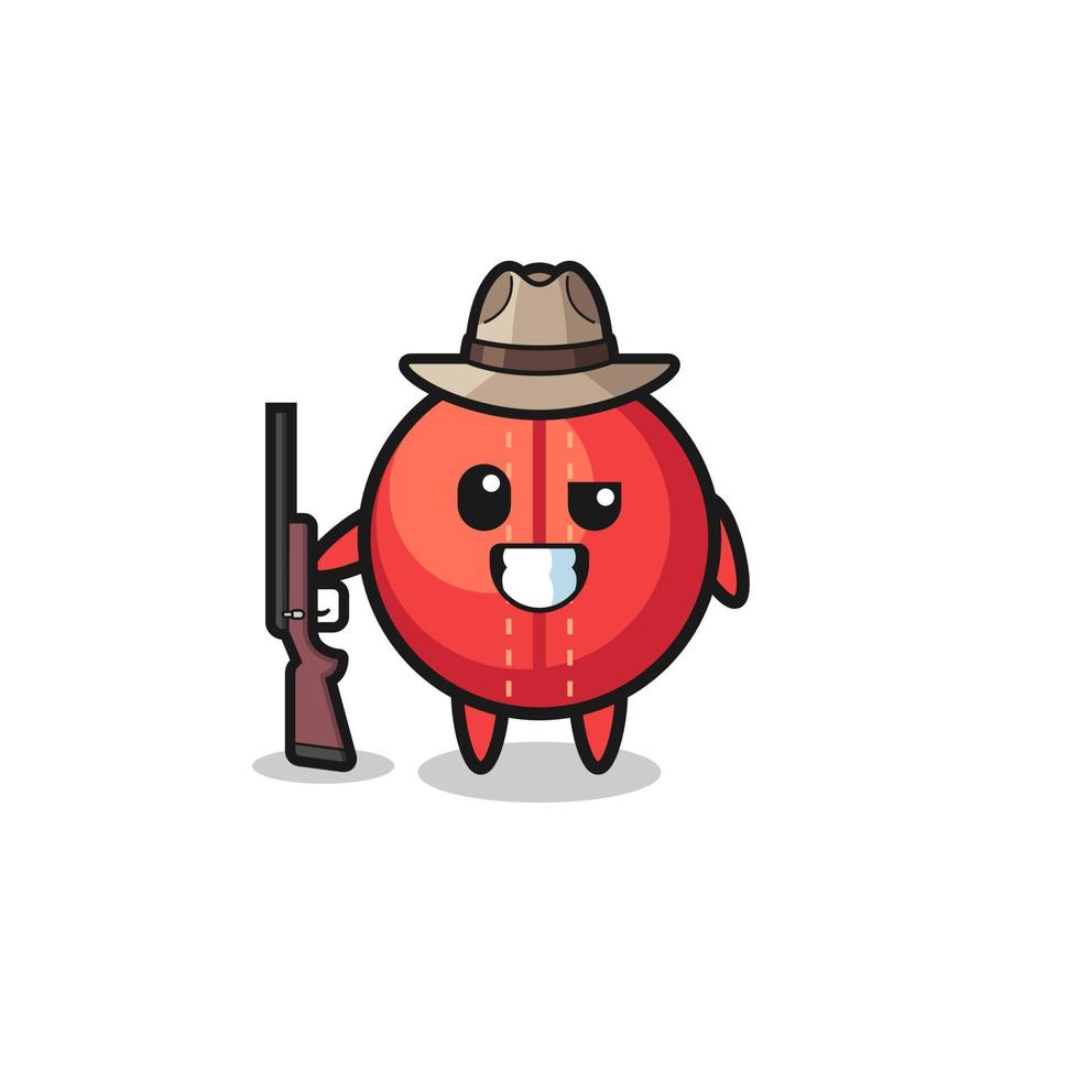 cricket ball hunter mascot holding a gun vector