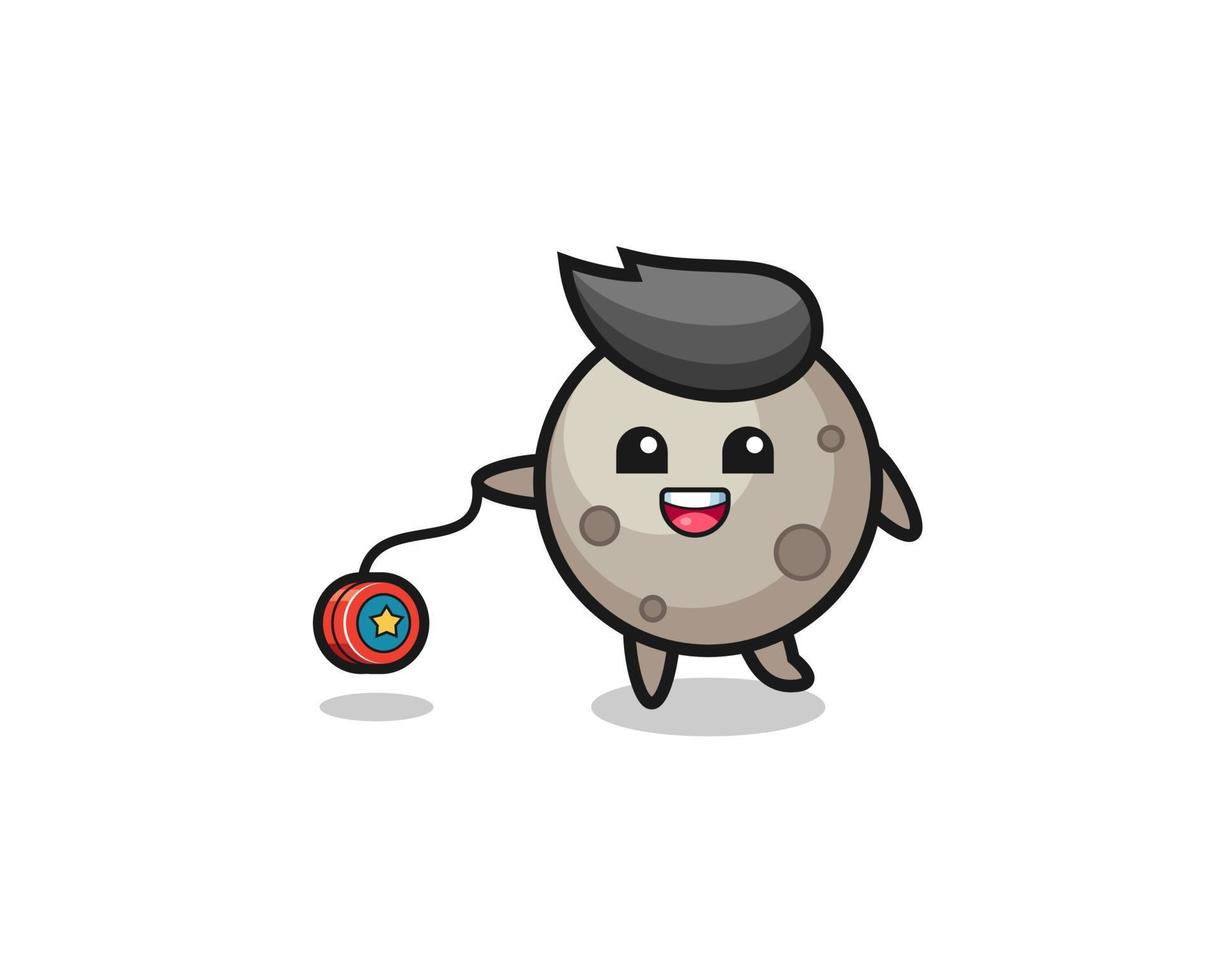 cartoon of cute moon playing a yoyo vector