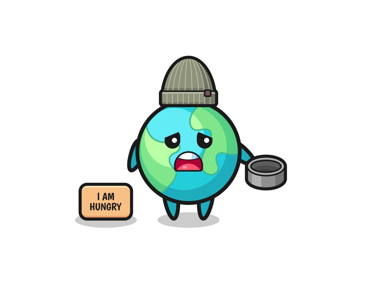 cute earth beggar cartoon character vector