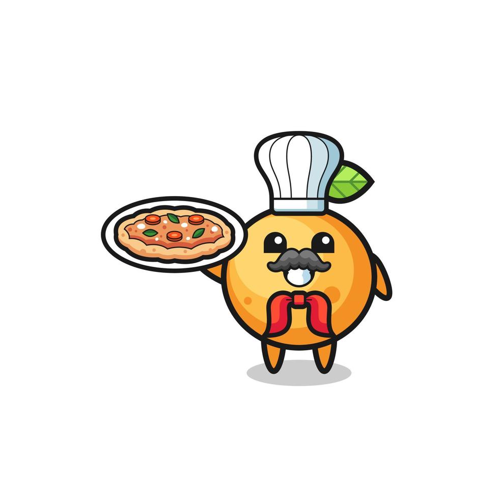 orange fruit character as Italian chef mascot vector