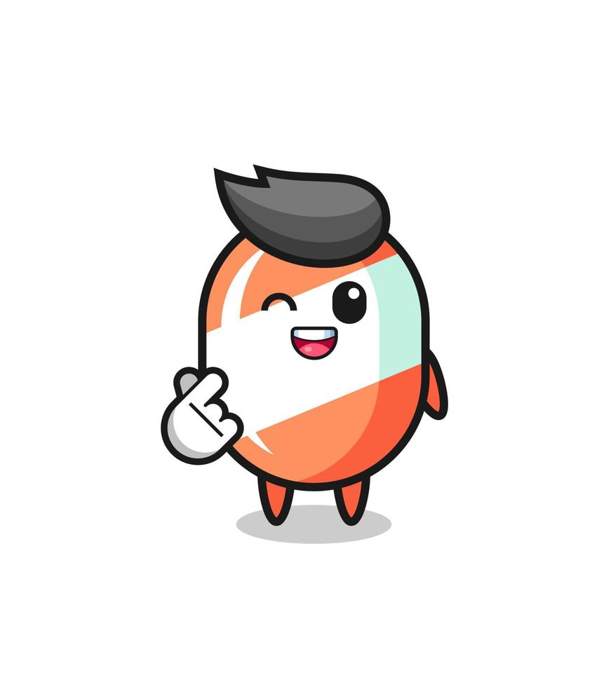 candy character doing Korean finger heart vector