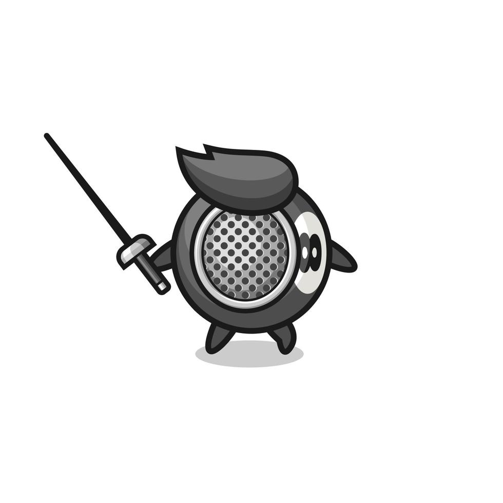 billiard earth cartoon as fencer mascot vector