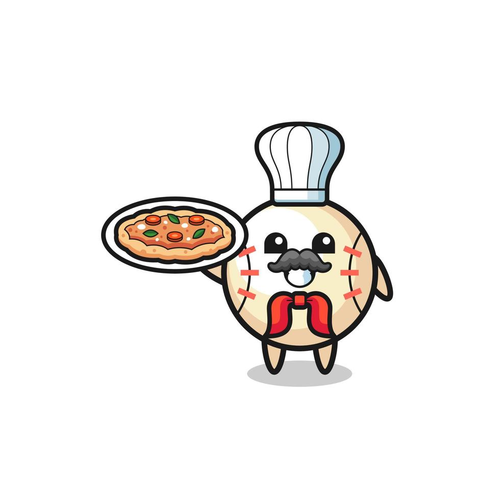 personaje de béisbol como mascota del chef italiano vector