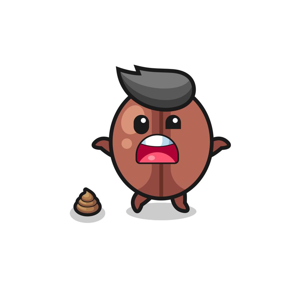 coffee bean earth surprised to meet poop vector