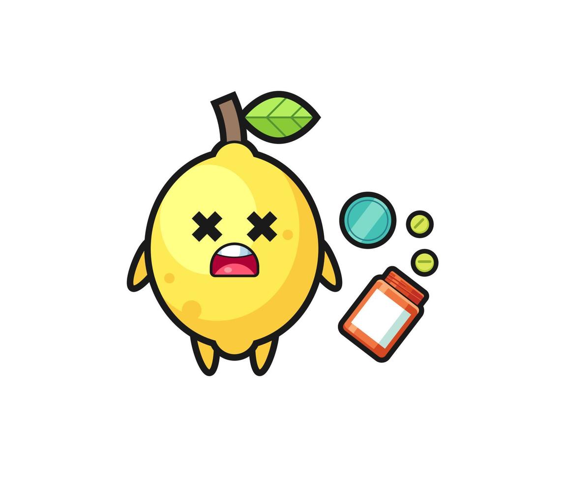 Ilustración de personaje de limón sobredosis vector
