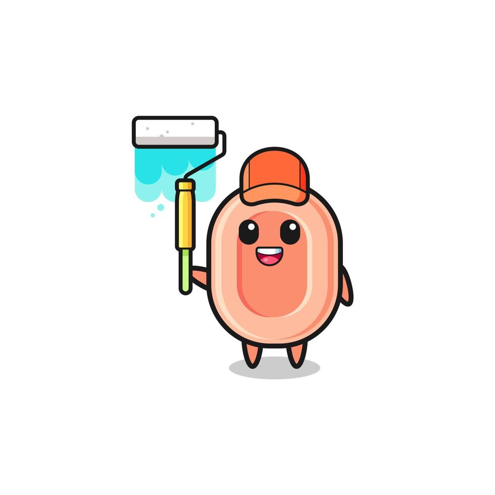 the soap painter mascot with a paint roller vector
