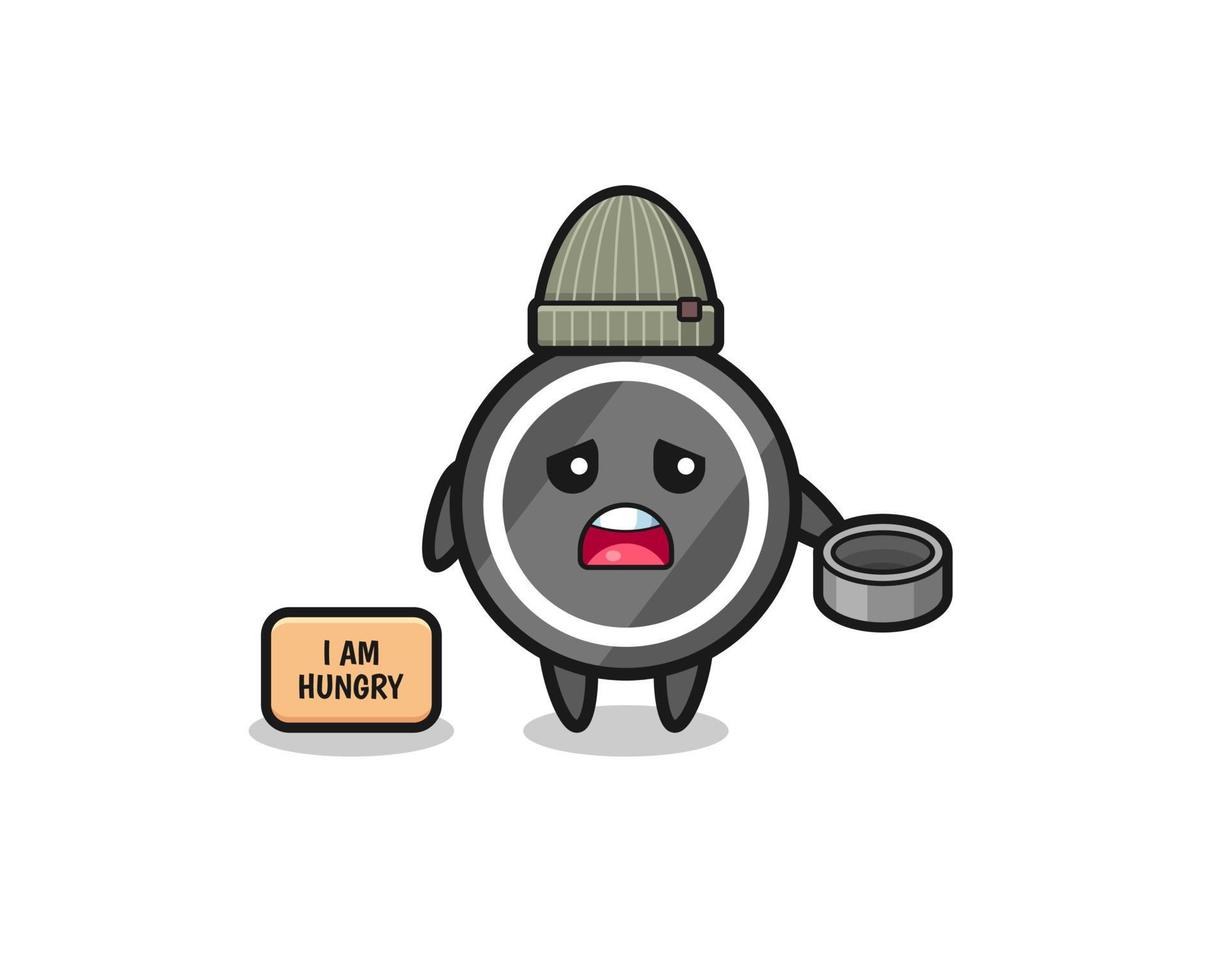 cute hockey puck beggar cartoon character vector