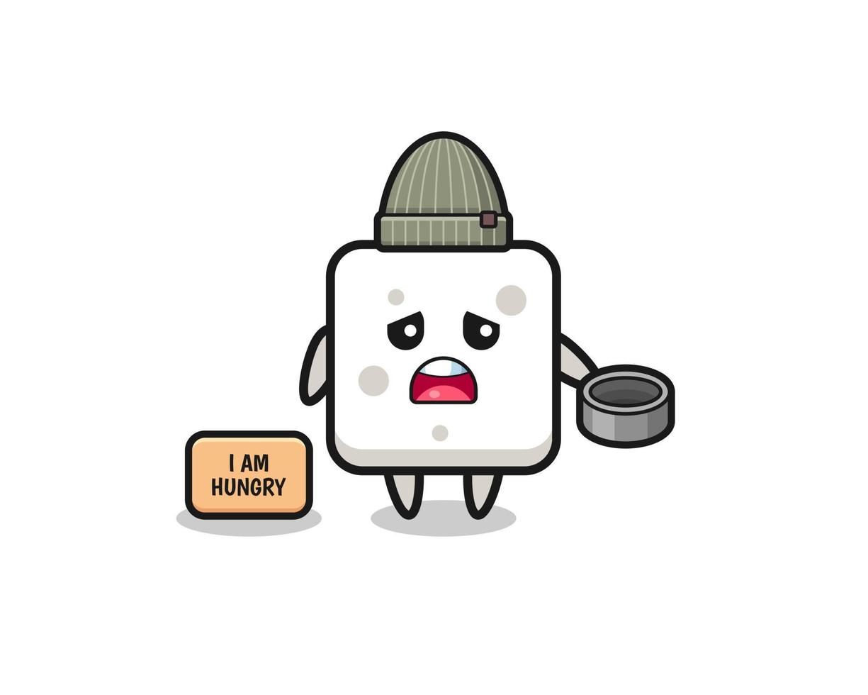 cute sugar cube beggar cartoon character vector