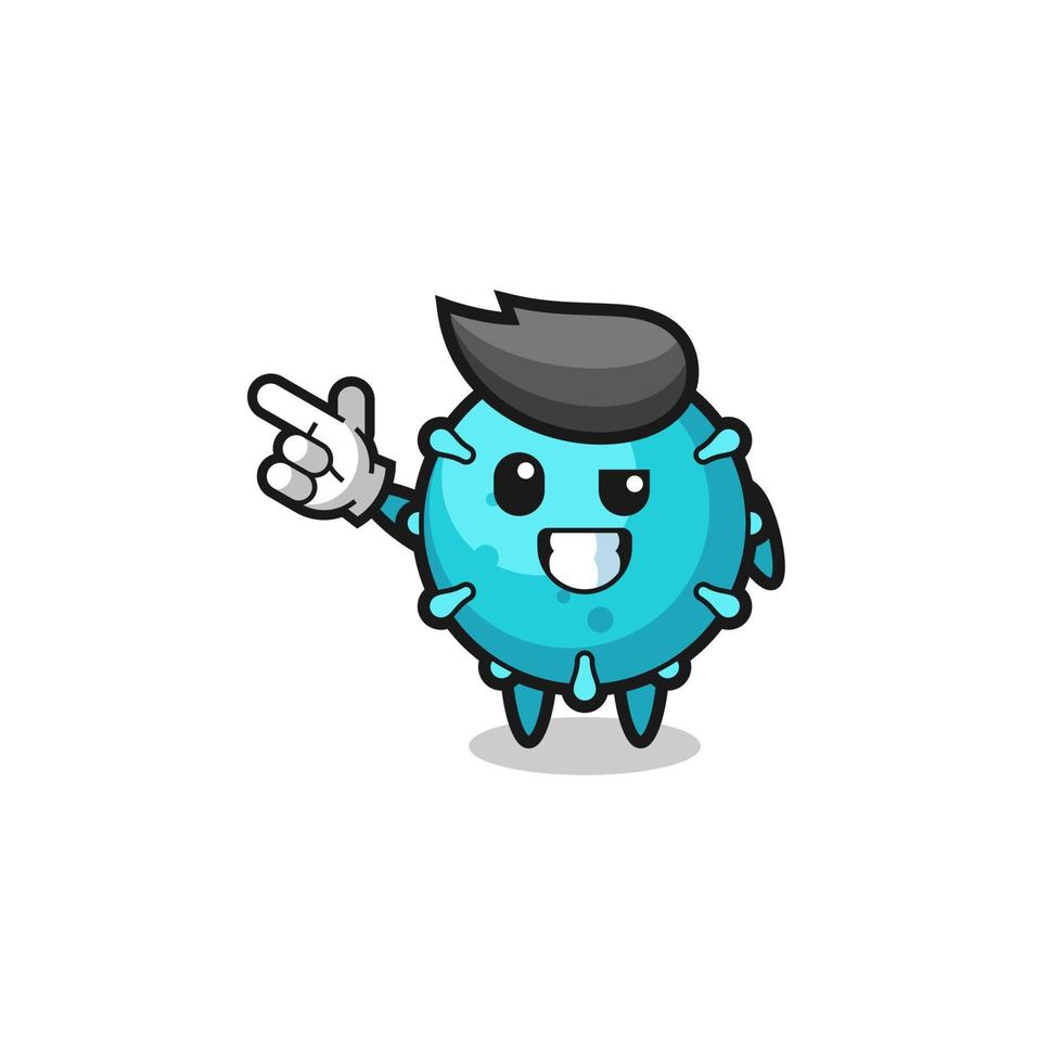 virus mascot pointing top left vector