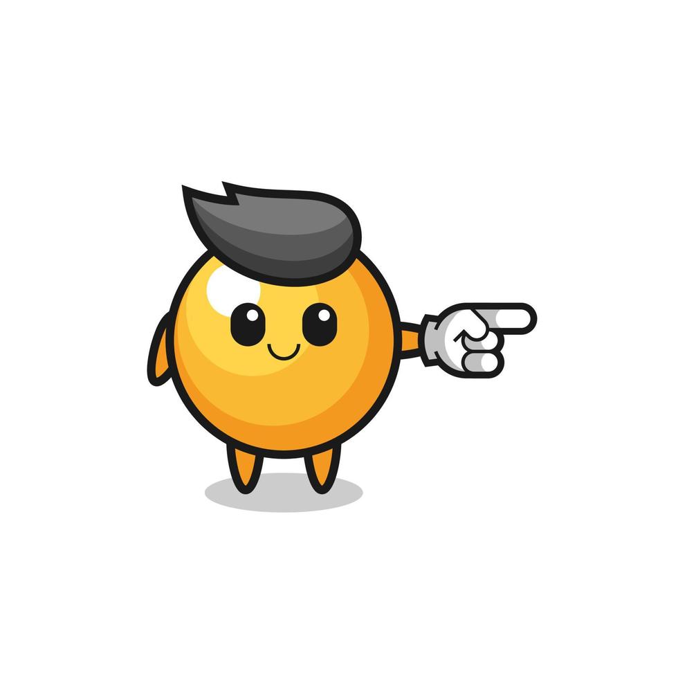 ping pong mascot with pointing right gesture vector