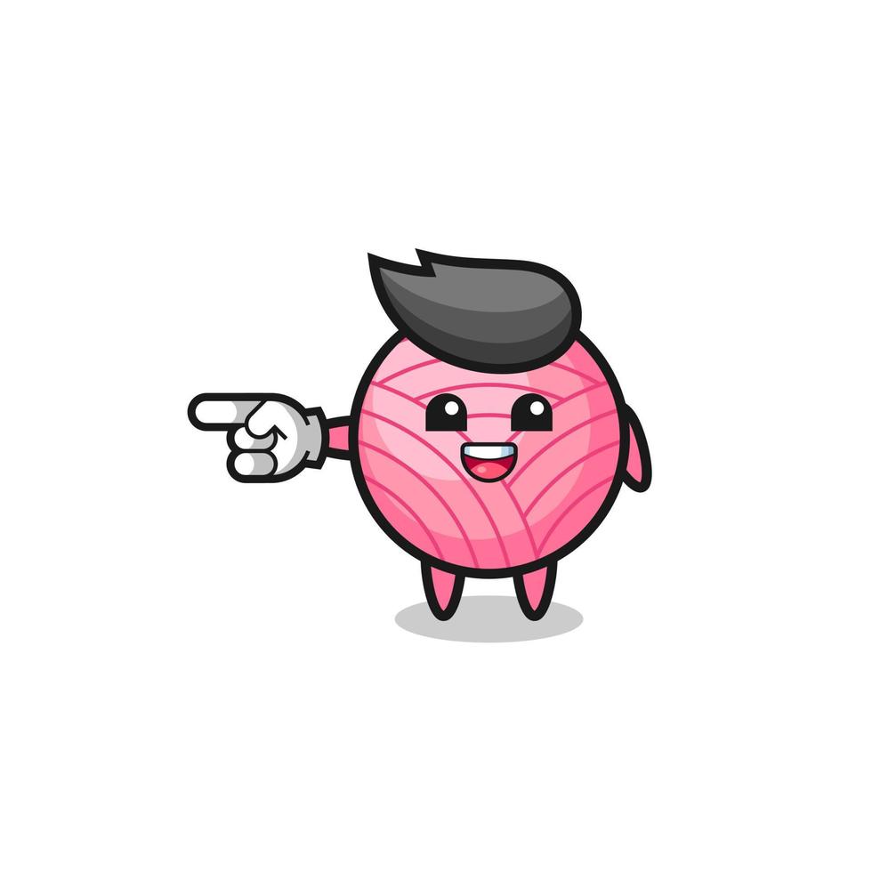 yarn ball cartoon with pointing left gesture vector