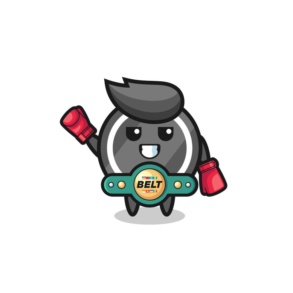 personaje de mascota de boxeador de disco de hockey vector