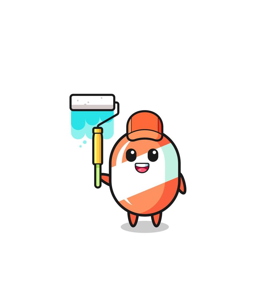 the candy painter mascot with a paint roller vector