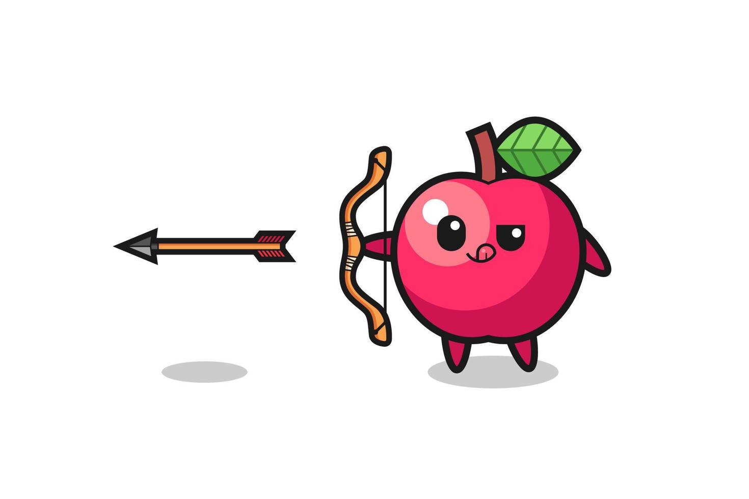 illustration of apple character doing archery vector