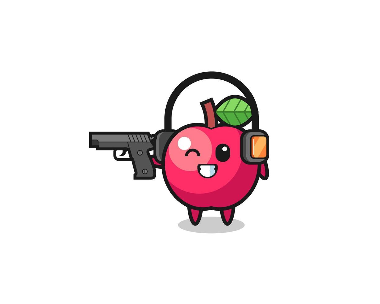 illustration of apple cartoon doing shooting range vector