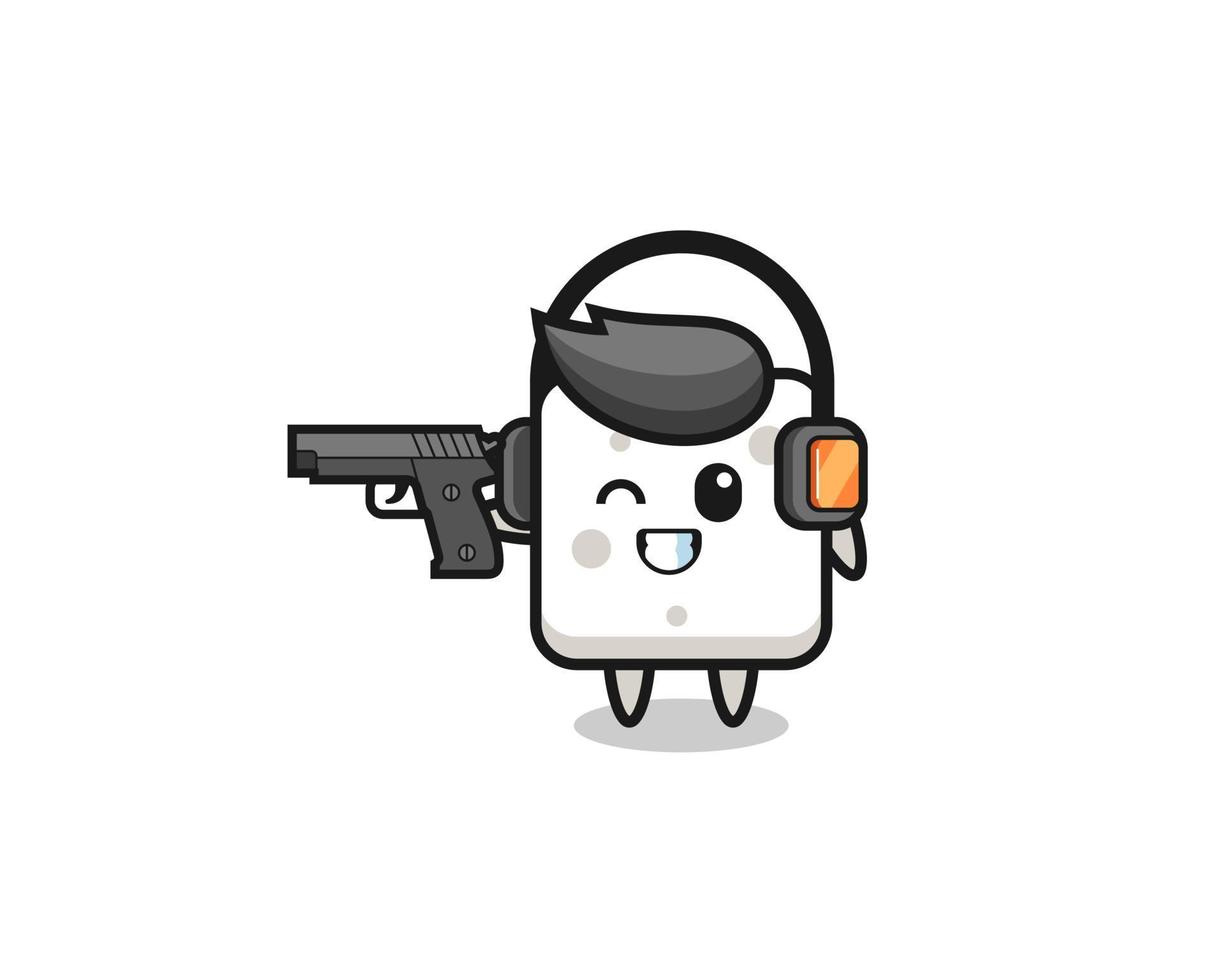 illustration of sugar cube cartoon doing shooting range vector